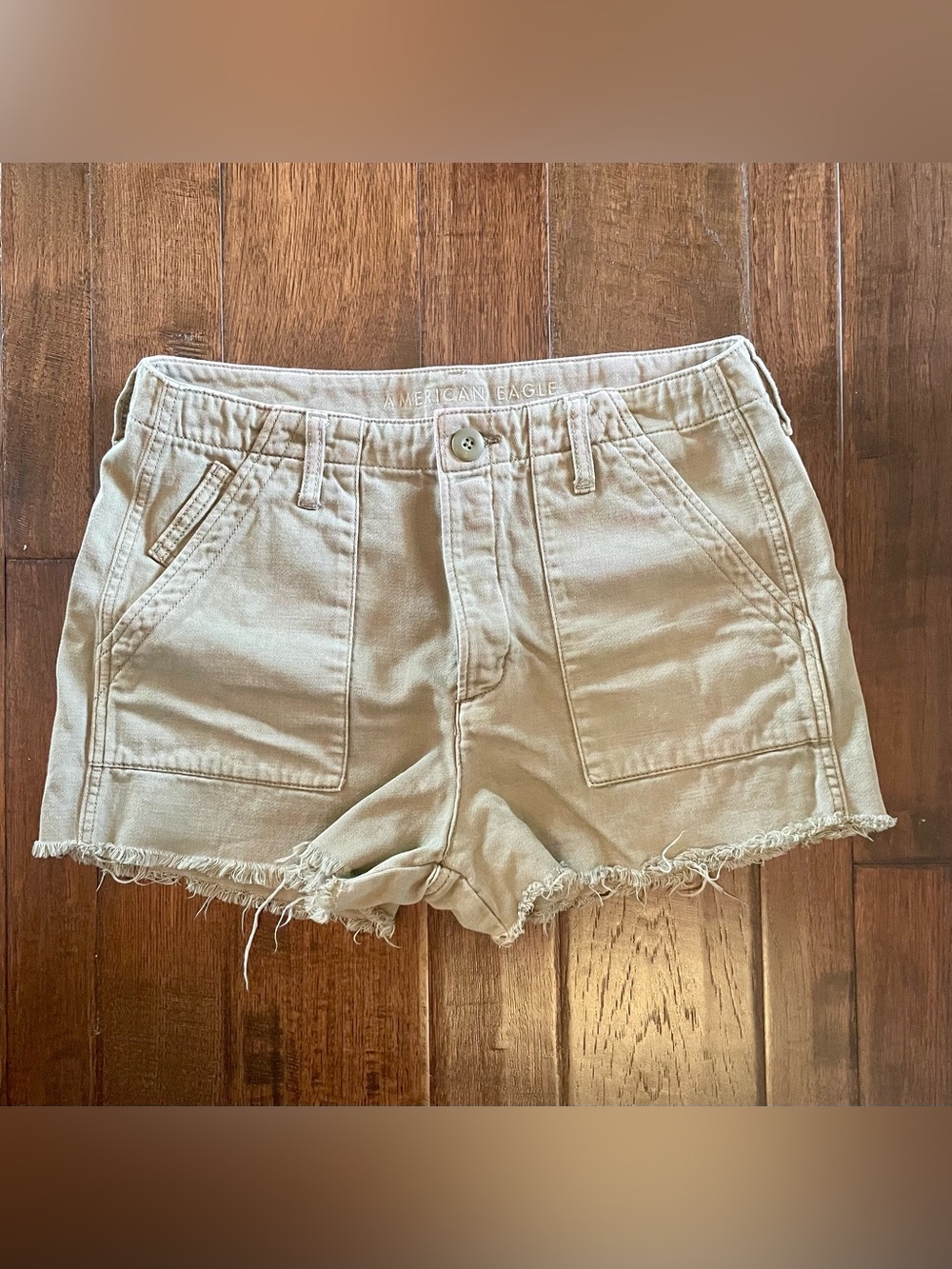 American Eagle Outfitters Uniform Green Frayed-Hem Jean Shorts